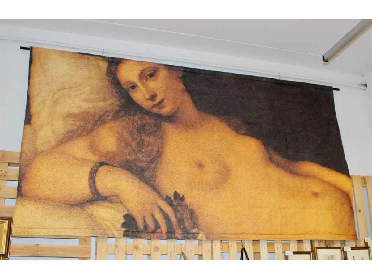 Tapestry with fabric painting by Enzo Mari, Interflex 3