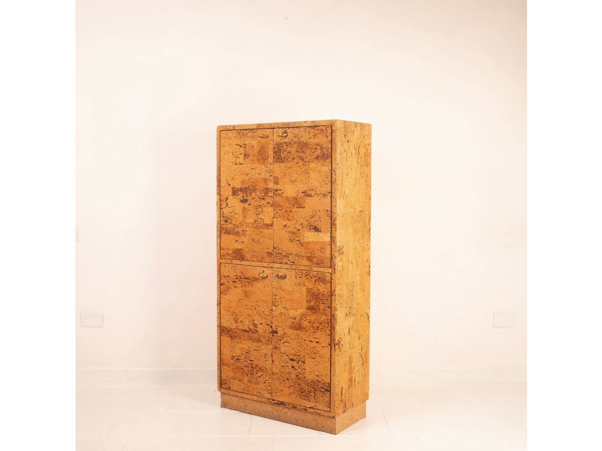 Image of Armadietto vintage in sughero e legno (anni'80),