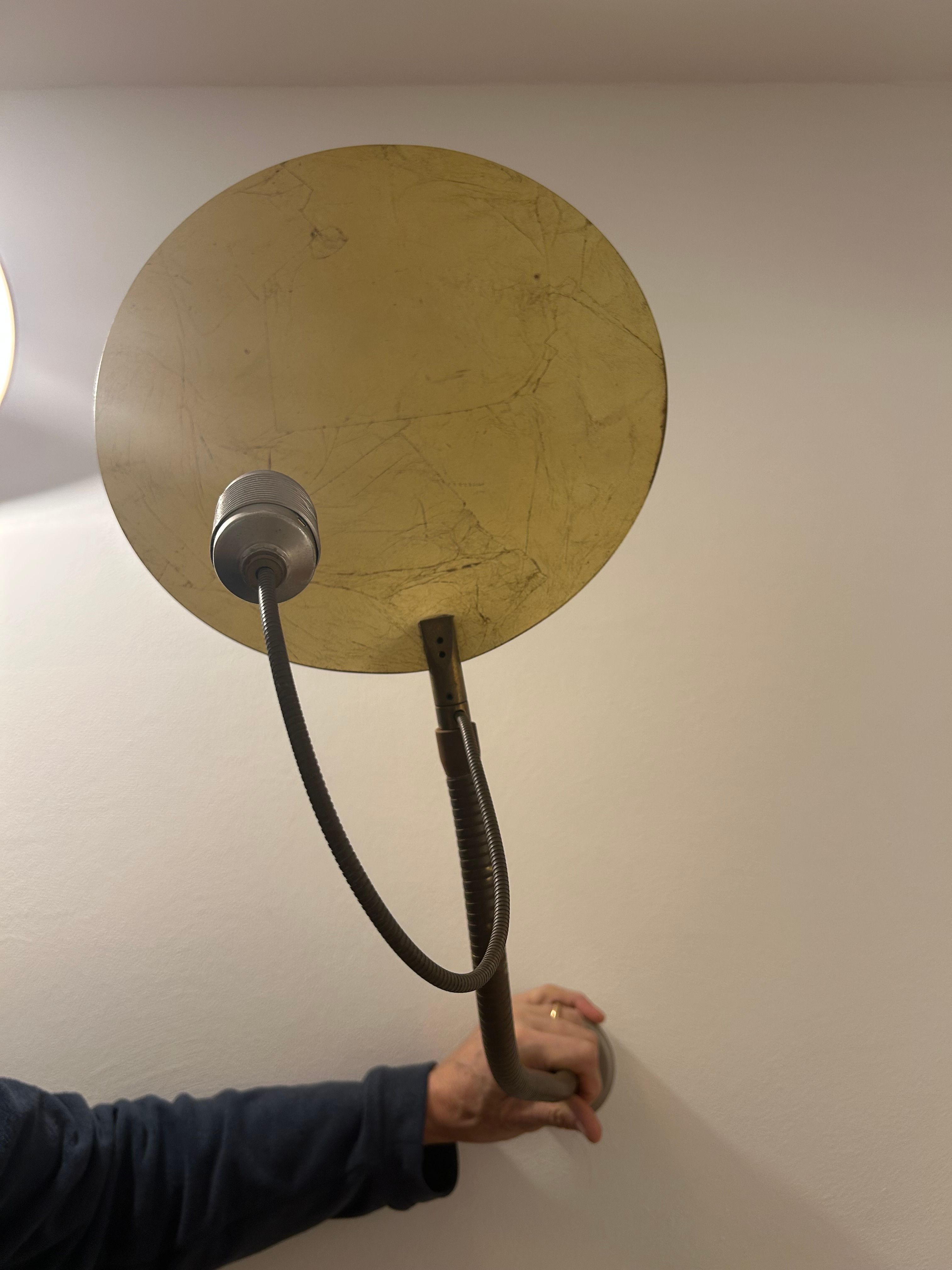 Gold Wall Light in Brass and Gold Leaf Details