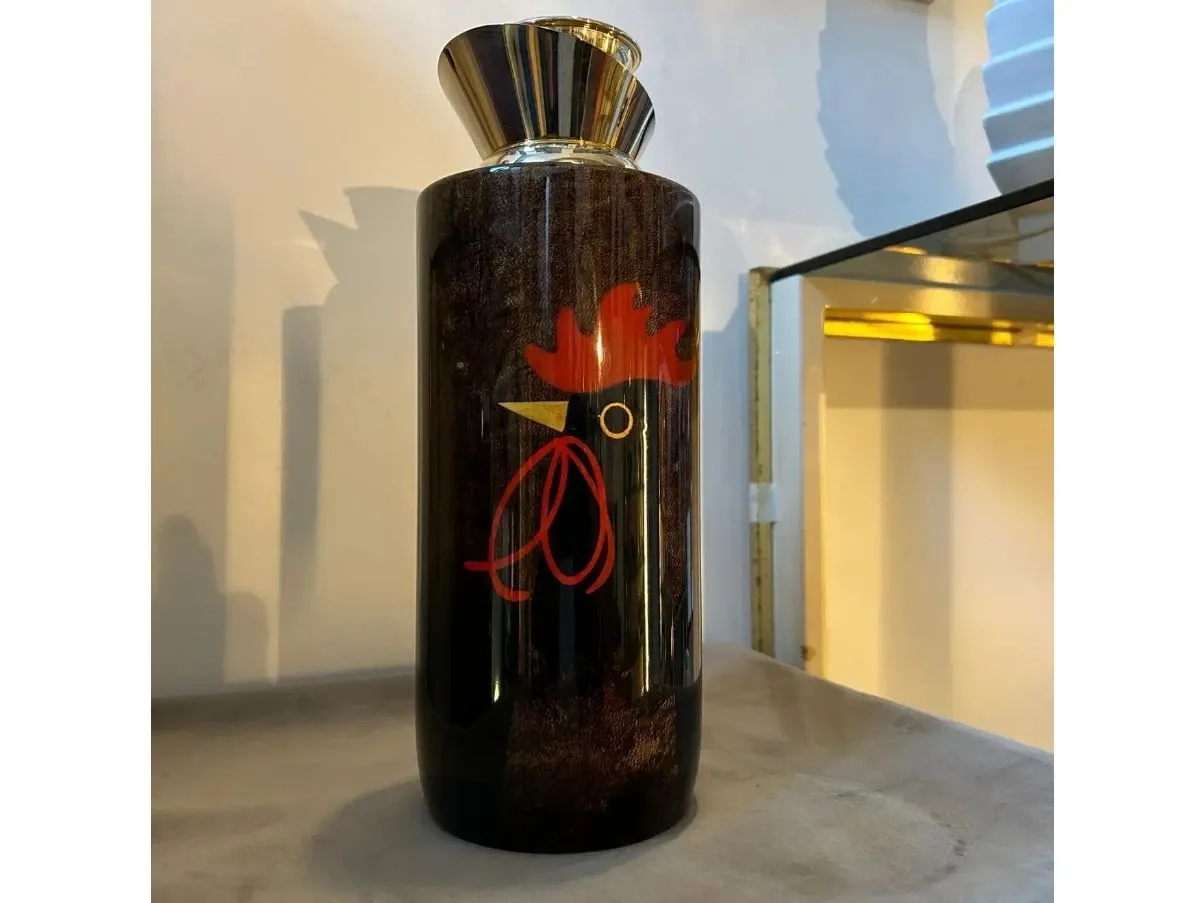 Caraffa vintage in ottone e pelle di capra 3