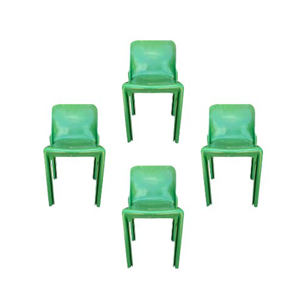 Set of 4 Selene chairs by Vico Magistretti (green), Artemide image