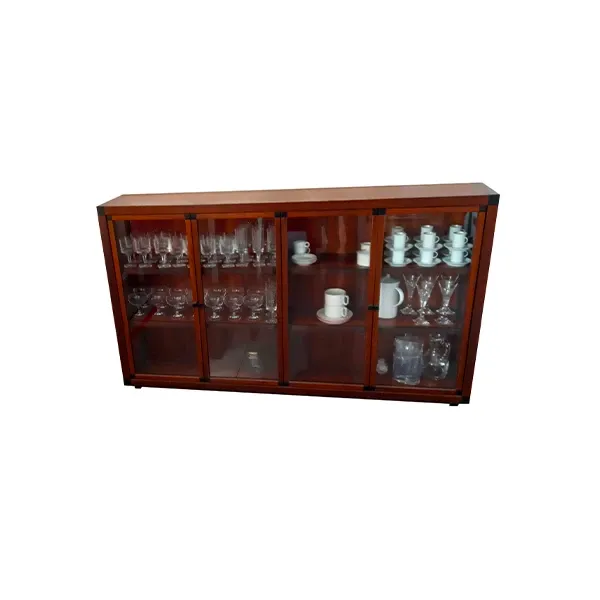 Vintage brown walnut display cabinet (1960s), image