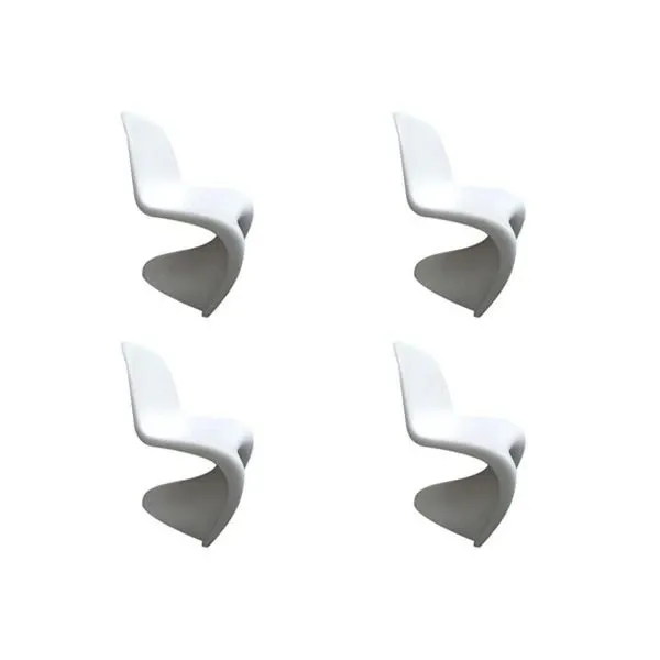 Set of 4 white Panton chairs, Vitra image