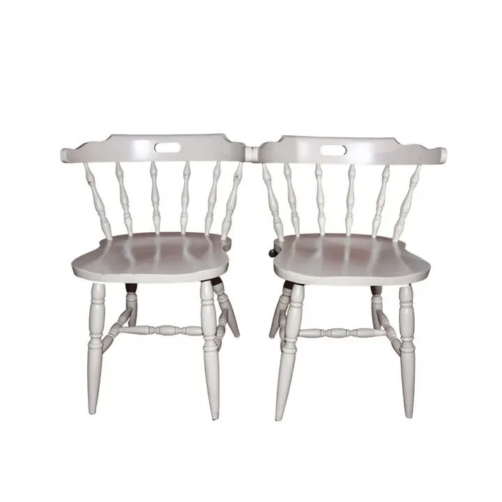 Set of 2 white colonial style wooden chairs  image