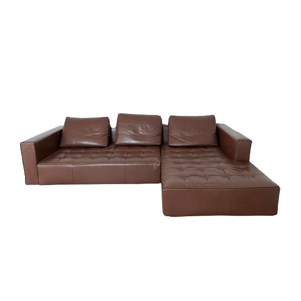 1242 Kilt corner sofa in brown leather, Zanotta image