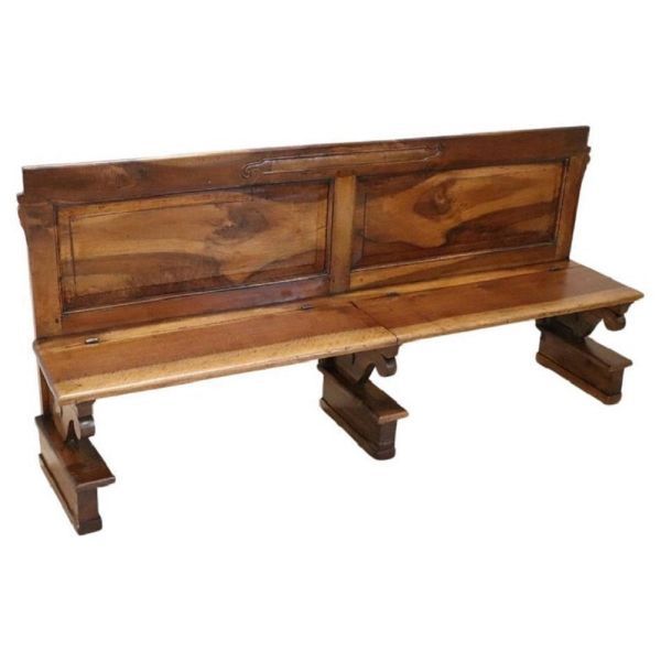 Antique bench in walnut wood from the early 19th century, image