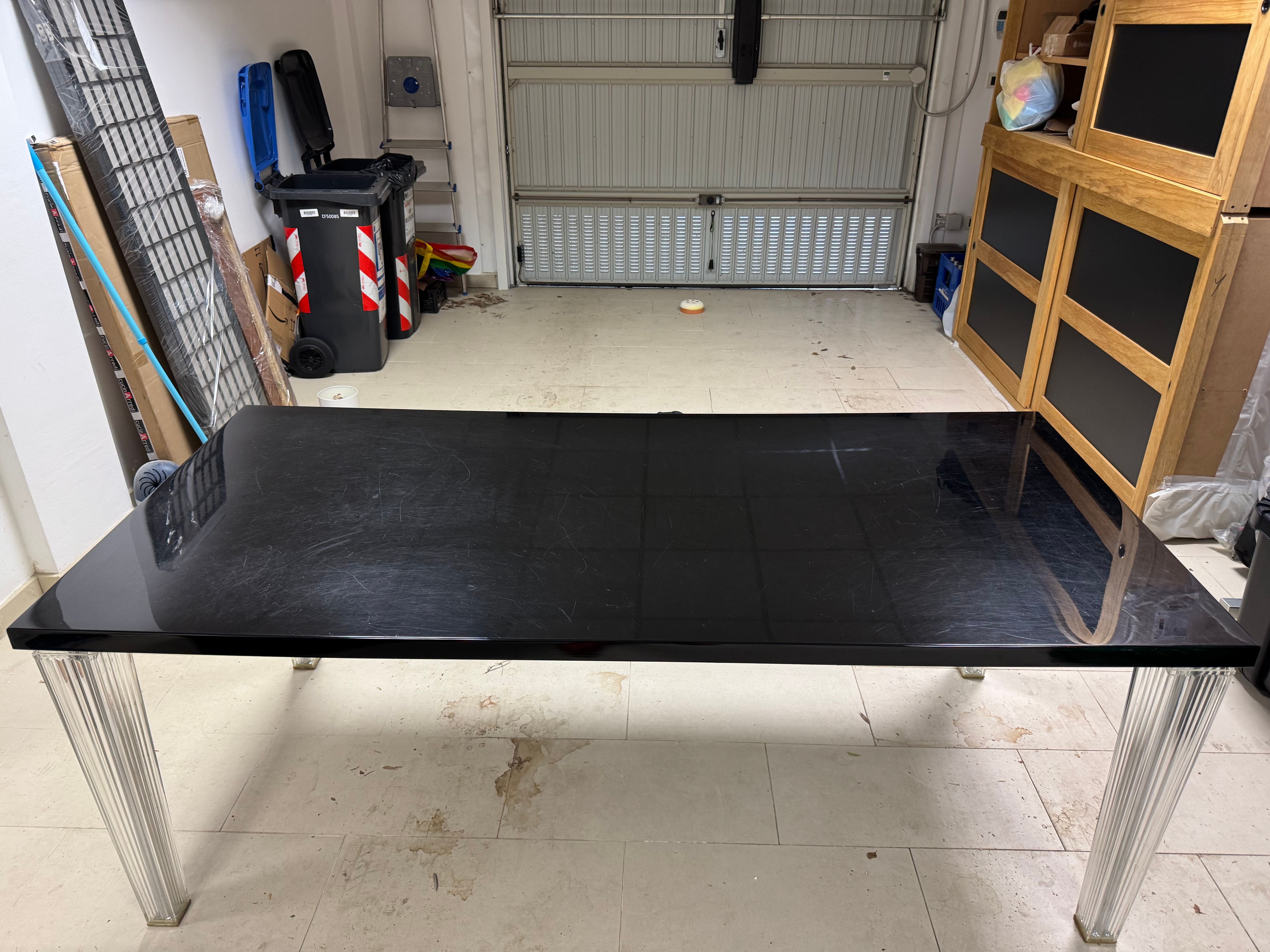 "Philippe Starck Black and Transparent Rectangular Dining Table Top Top" Front