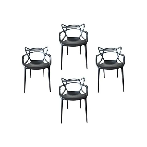 Set of 4 Masters chairs in polypropylene (black), Kartell image