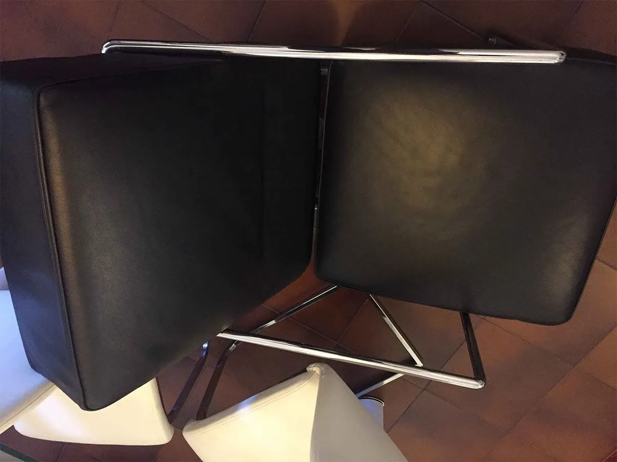 Set of 2 ABC armchairs in steel and leather, Flexform 5