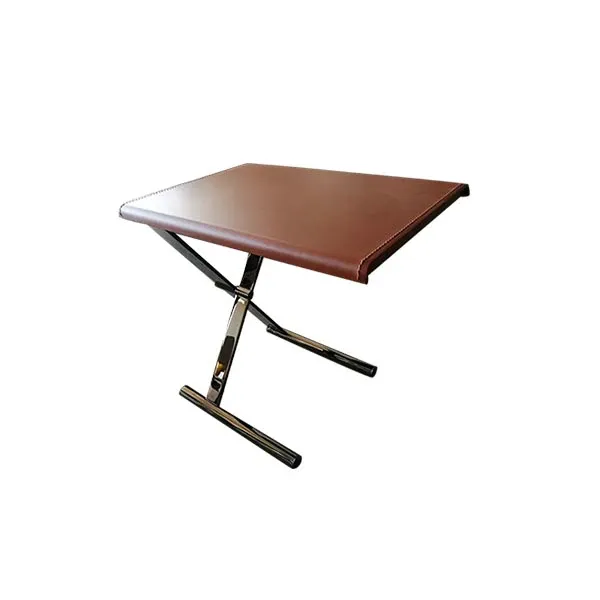 Ananta Class coffee table in chromed steel and leather, Saba 1