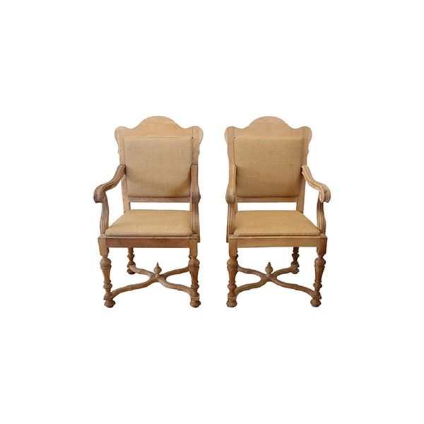 Set of 2 vintage jute and poplar armchairs (1930s), image