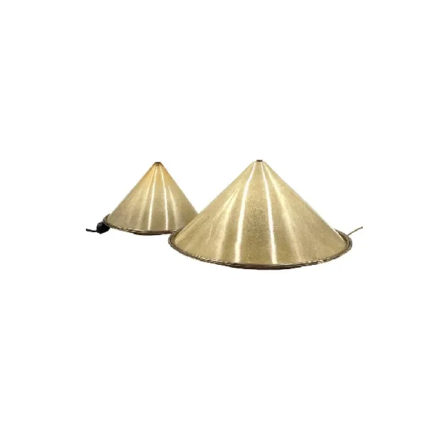 Set 2 lampade da tavolo di forma conica in vetroresina e ottone (anni '70)  image