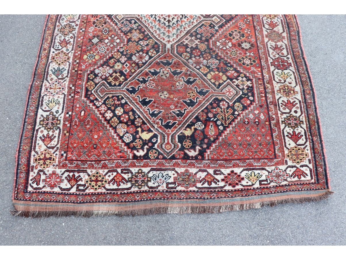 Tappeto Shiraz vintage in lana e cotone multicolor (anni '50)