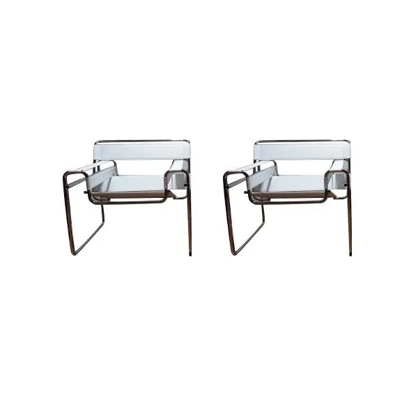 Set of 2 white Wassily armchairs in leather, Alivar image