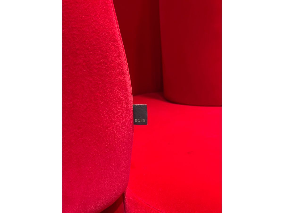 Tatlin round sofa in red velvet, Edra Brand