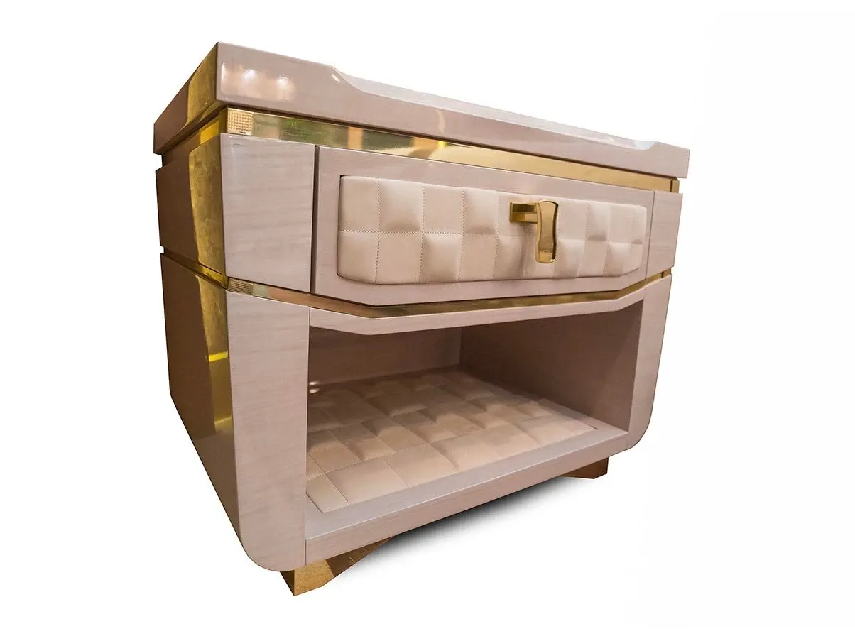 Diamond bedside table with 1 drawer in eucalyptus, Anacleto Mariani 2