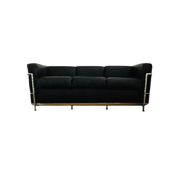 LC3 3 seater sofa chromed steel and leather (black), Cassina image