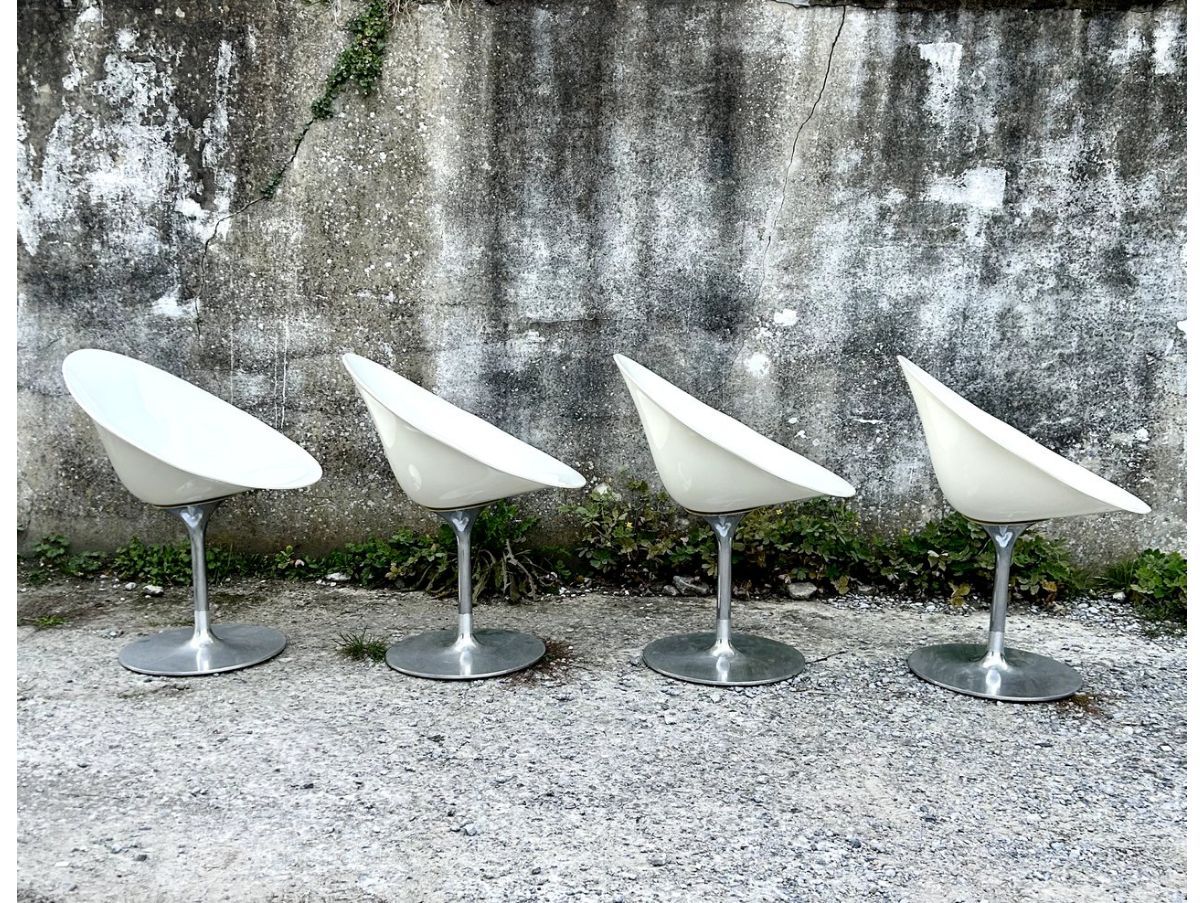 Set of 4 glossy white Eros chairs by Philippe Starck, Kartell image