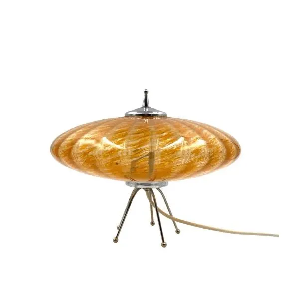 Image of Lampada da tavolo Ufo in vetro arancione di Murano, Murano Italia