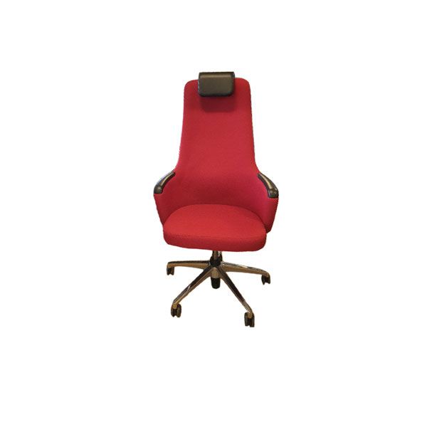 Poltrona da gaming girevole in similpelle rossa e tessuto mesh