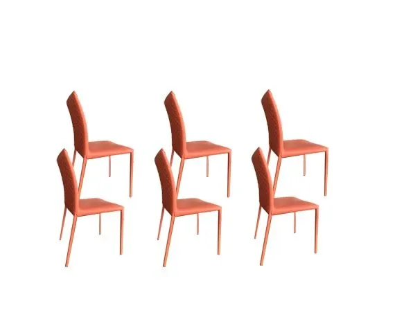 Image of Set 6 sedie Norma Couture in ecopelle arancio, Cattelan Italia