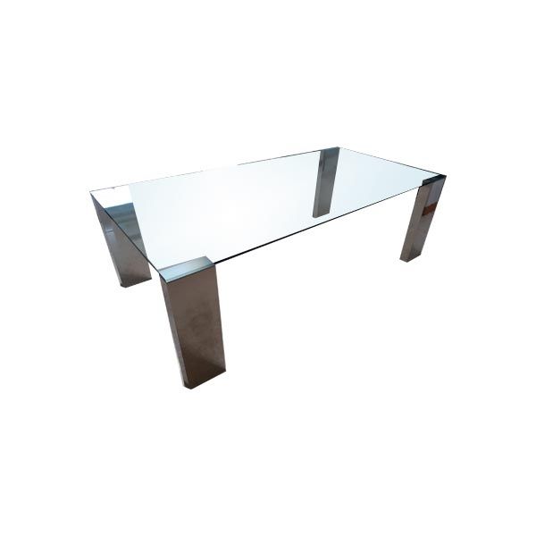 Rectangular Beam Glass table in crystal, Porro image