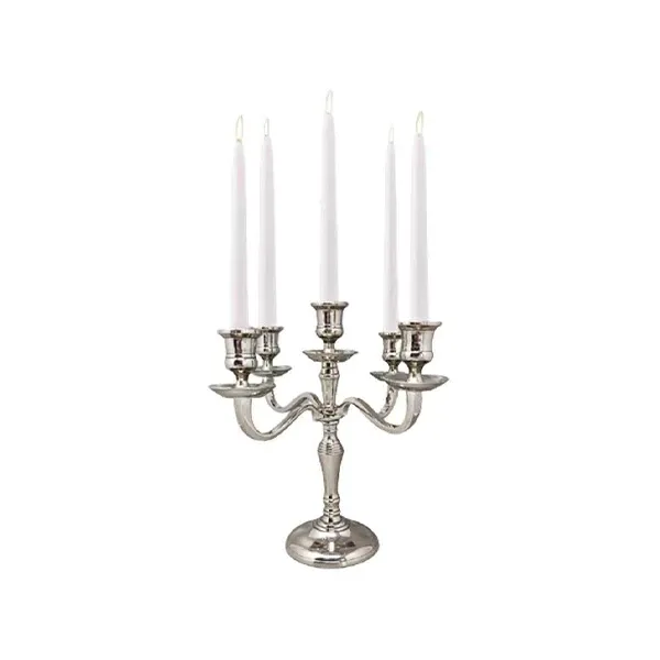 Candelabro A 5 Bracci In Metallo Argentato - 80 Cm, Trasformabile - Foto 11