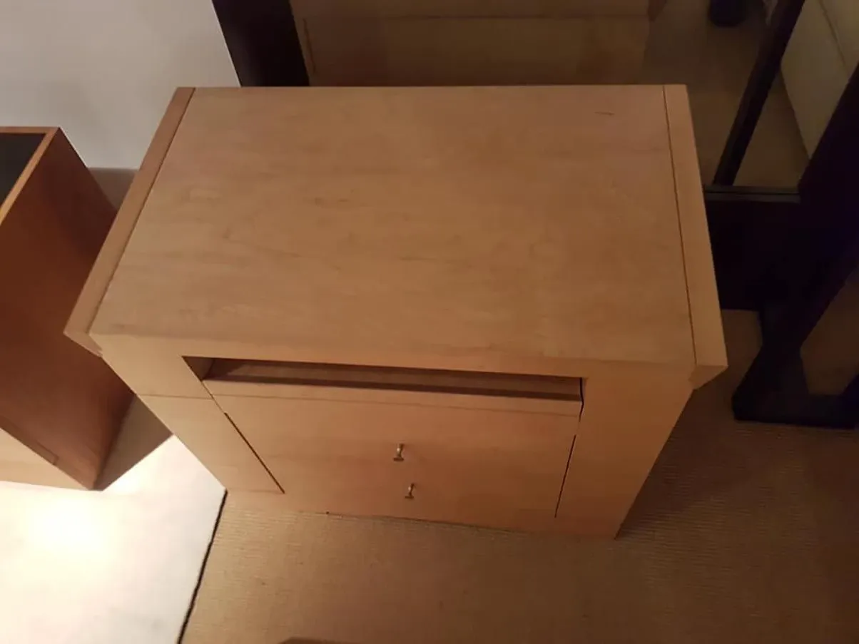 Oli bedside table with 2 drawers in maple wood, Giorgetti 