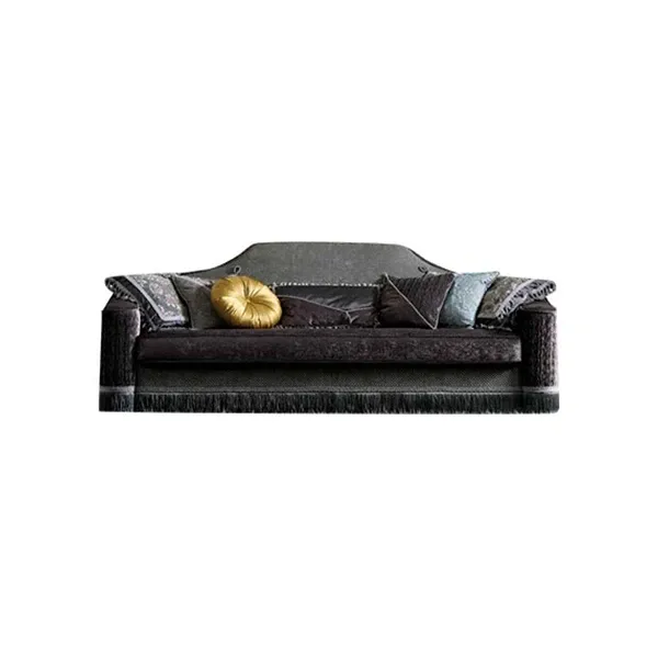 4 seater sofa in Olive damask fabric with cushions 