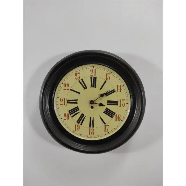 Vintage mechanical iron wall clock with cord winding, image