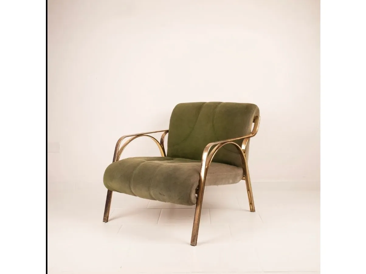 Vintage green suede armchair (1960s), image