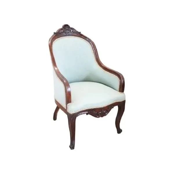 Poltroncina vintage in noce intagliato ('800), 