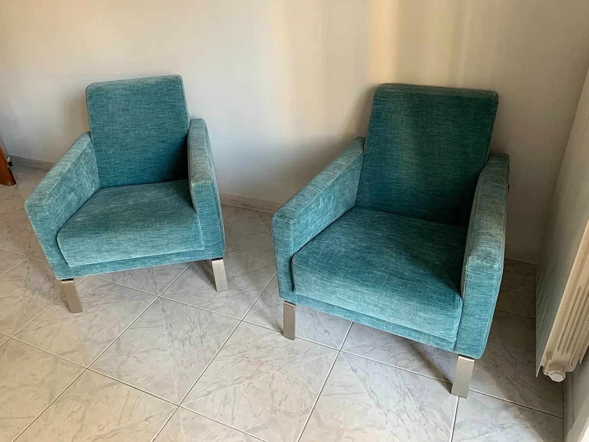 Set divano 3 posti 2 poltrone velluto (azzurro), BoConcept 3