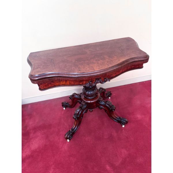 Tavolino da gioco apribile inglese in legno massello ('800), image