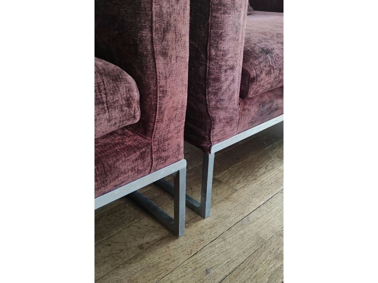 Set of 2 Brown Tight Armchairs by Antonio Citterio Front