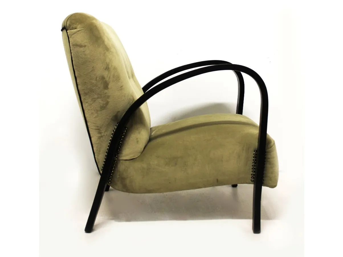 Poltrona vintage in velluto verde (anni 30), 3
