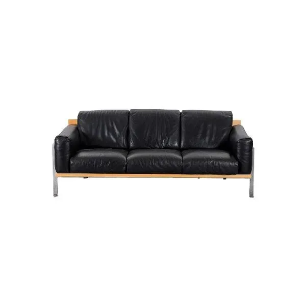 Razius 3-seater sofa in vintage black leather ('800), Matteo Grassi image