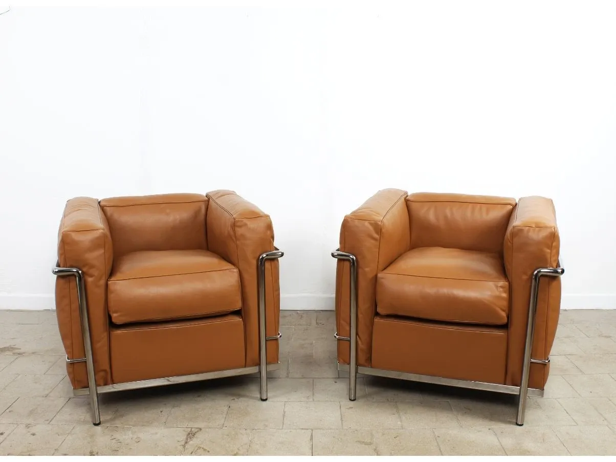 LC2 Sessel aus braunem Leder 6