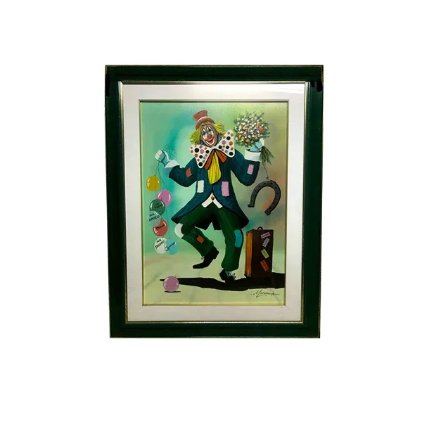 Clown painting by Angelo Manini oil on canvas (1990s) image