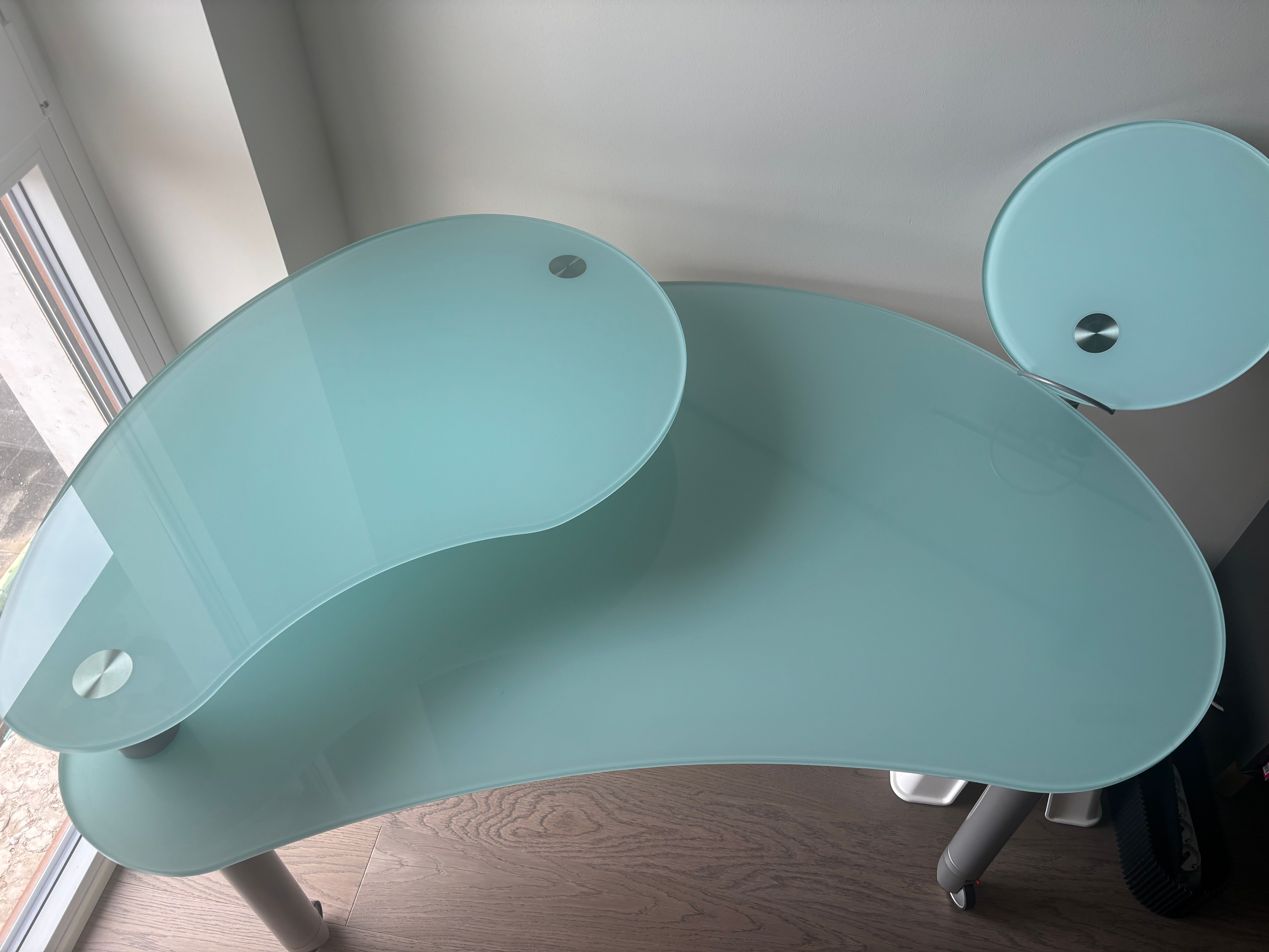 Desk with wheels with two glass shelves, Cattelan Italia Side
