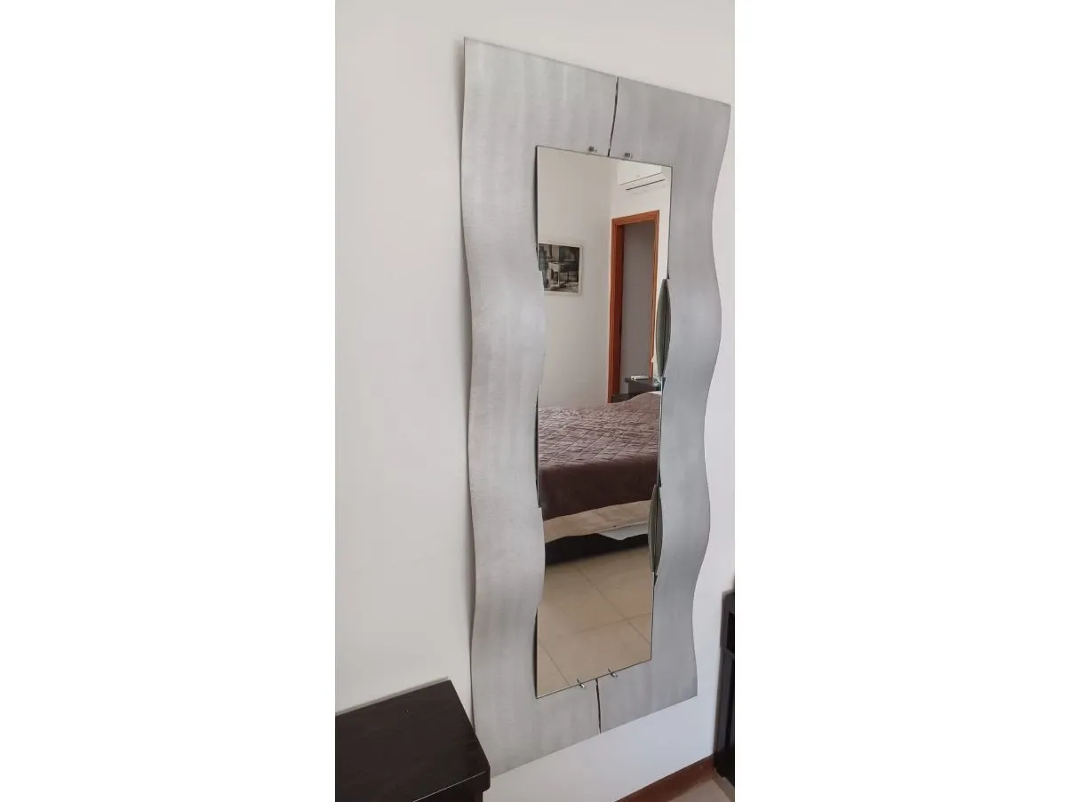 Vintage engraved aluminum full-length mirror (1970s) 2