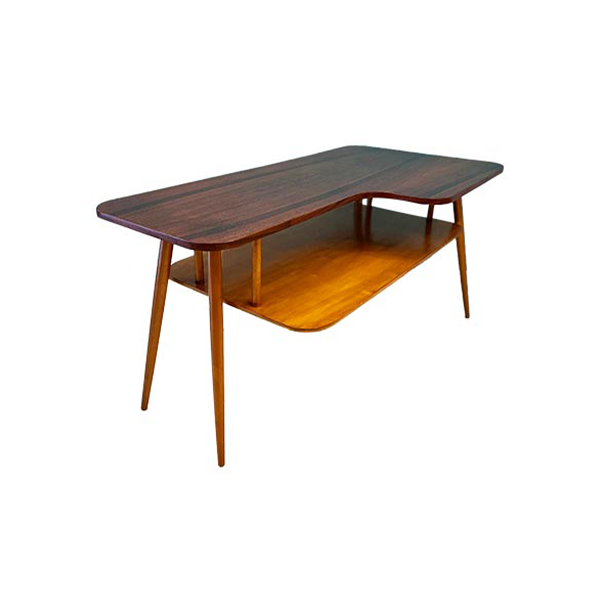 Vintage wooden coffee table with shelf (1960s) image