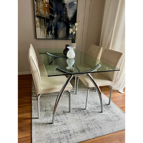 Crystal and steel table, Calligaris  image