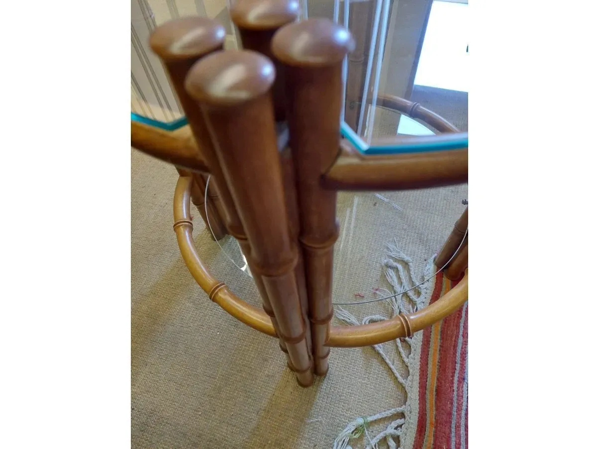  Tavolino Gazebo rotondo vintage in faggio (anni '70), Giorgetti 8