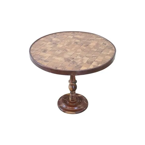 Vintage round coffee table in olive wood (1930s), 