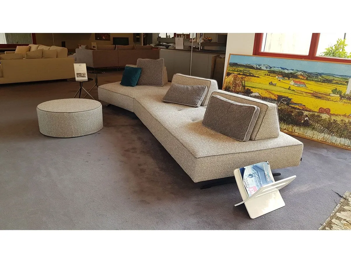 Divano chaise-longue Magritte in tessuto (grigio), Flexstyle 6