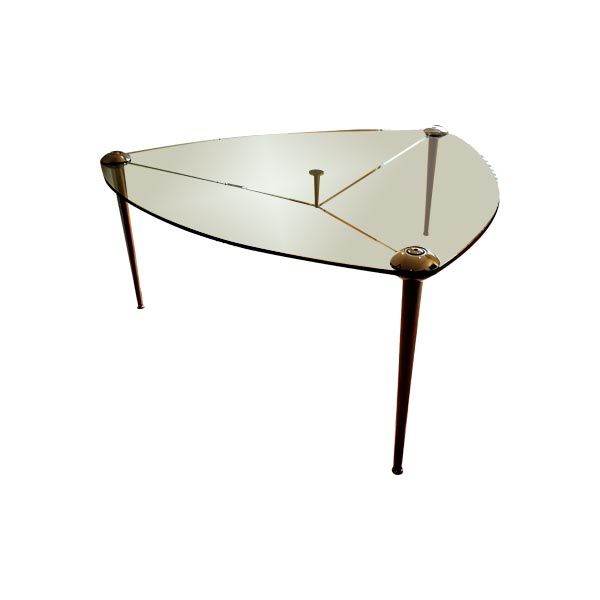 Triangular table in crystal and steel, Baleri Italia image