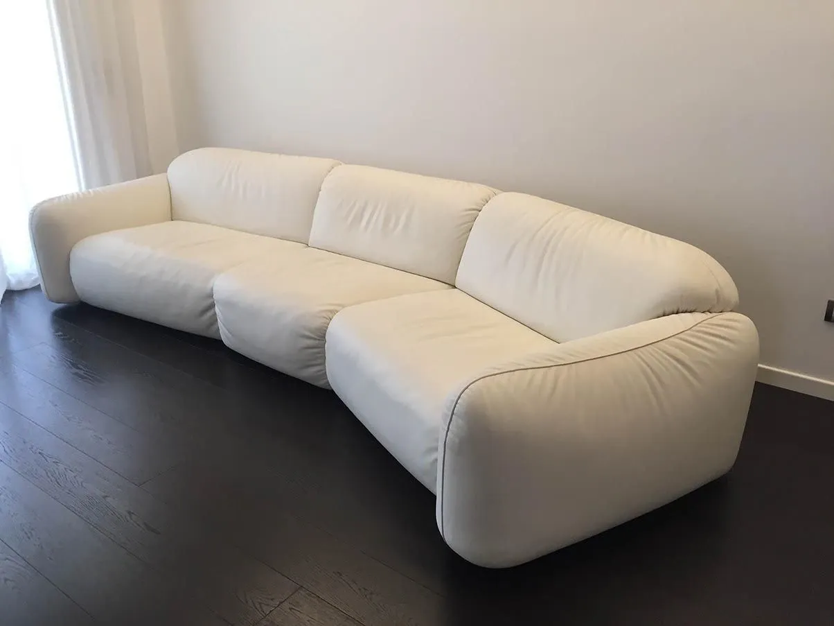 4 seater sofa Piumotto08 in leather (white), Busnelli 3
