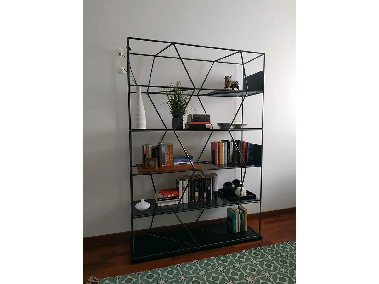 Bookcase Lexington with steel structure (black), Bontempi 1
