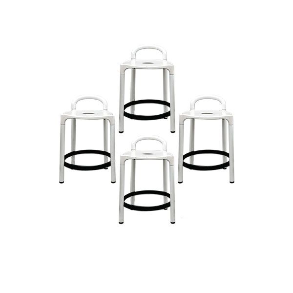 Set 4 sgabelli Kartell Polo anni '70 in metallo (bianco), Kartell